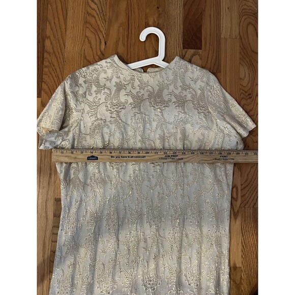 VTG. 1950's Gold  CUSTOM MADE - Brocade Dress And Jacket  Medium - Picture 5 of 6